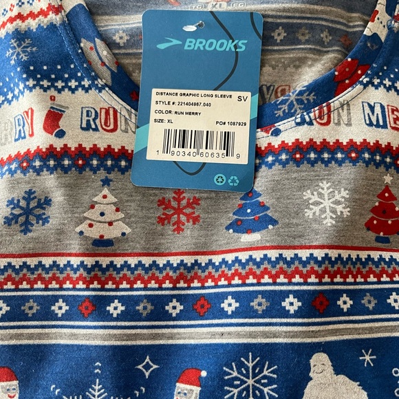 Brooks Holiday Running Long Sleeve Top XL New with Tags - Picture 4 of 4